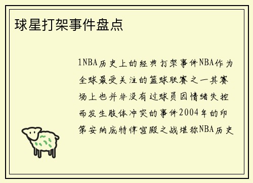 球星打架事件盘点